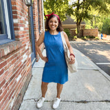 Drawstring Denim Mini Dress