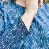 Pull-Over Blouse with Pleated Crew Neckline