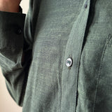 Linen Shirt Dress with Bottom Ruffle