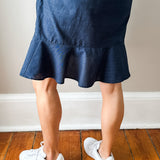 Linen Shirt Dress with Bottom Ruffle