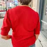 elbow sleeve jersey top