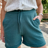 Crinkle Cotton Gauze Pull-On Short