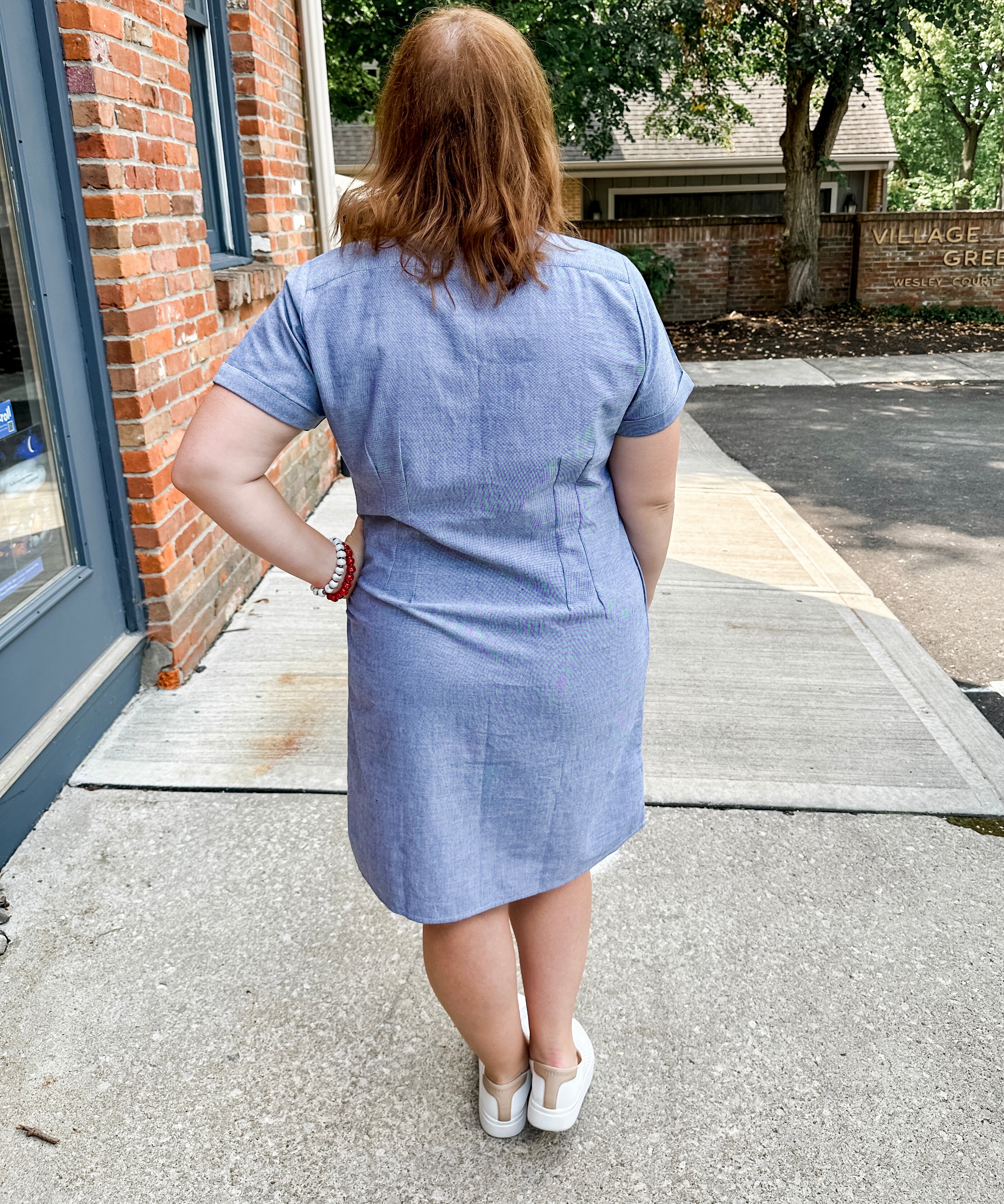 Darted Chambray Shirt Dress
