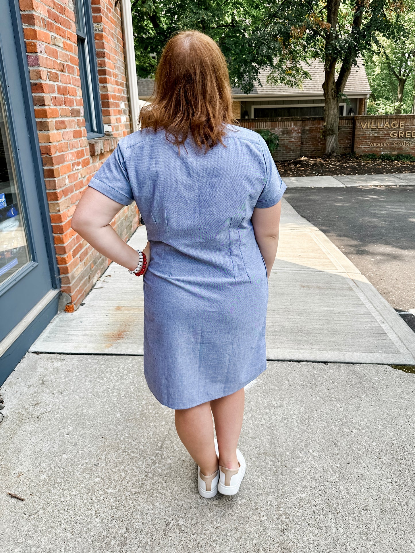 Darted Chambray Shirt Dress