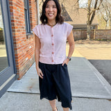 Sleeveless Cotton-Blend Cardigan Sweater