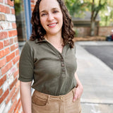 Ribbed Henley Polo Top