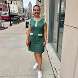 Cap Sleeve Knit Mini Dress with Front Pockets