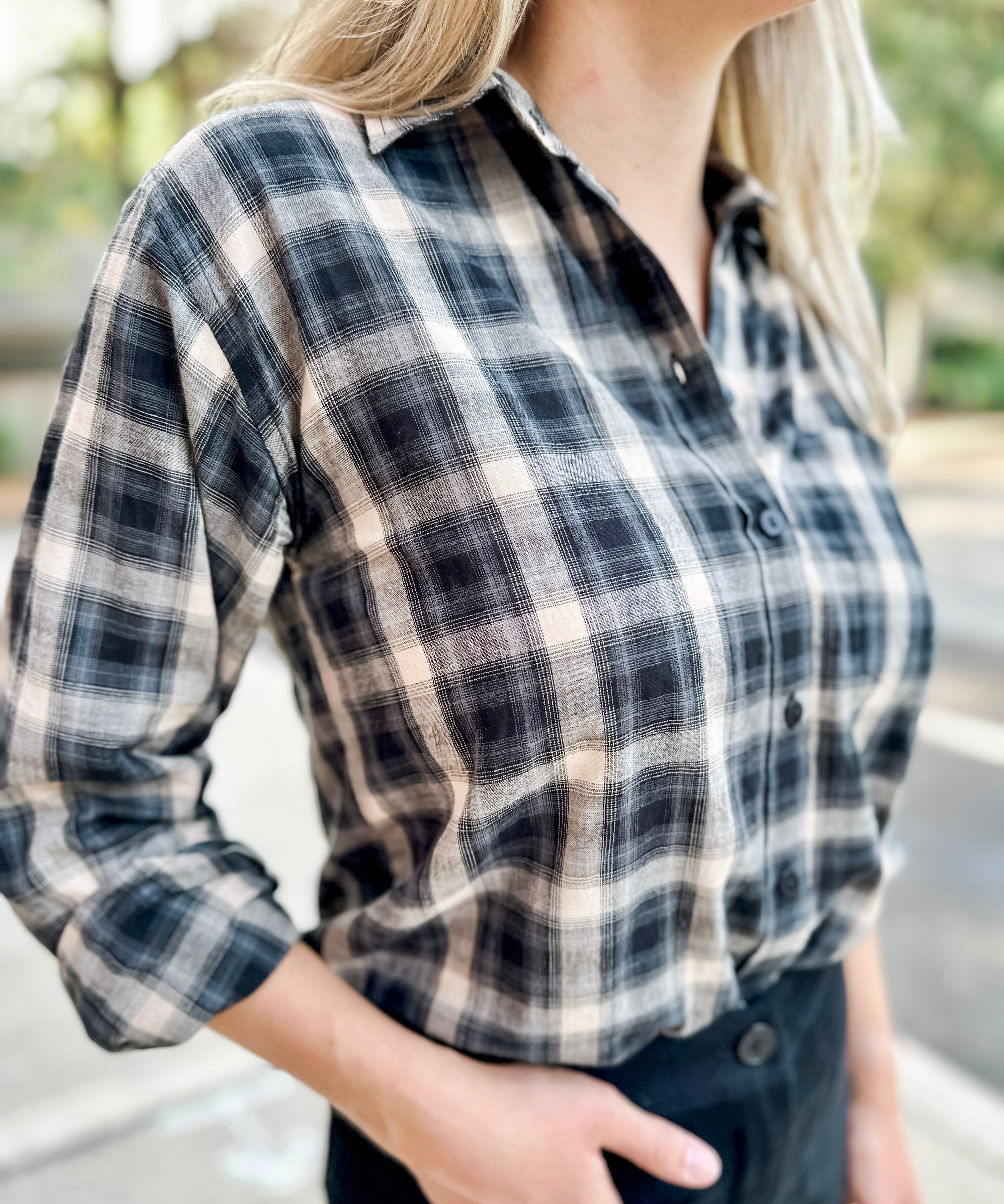 Plaid Button-Up Shirt