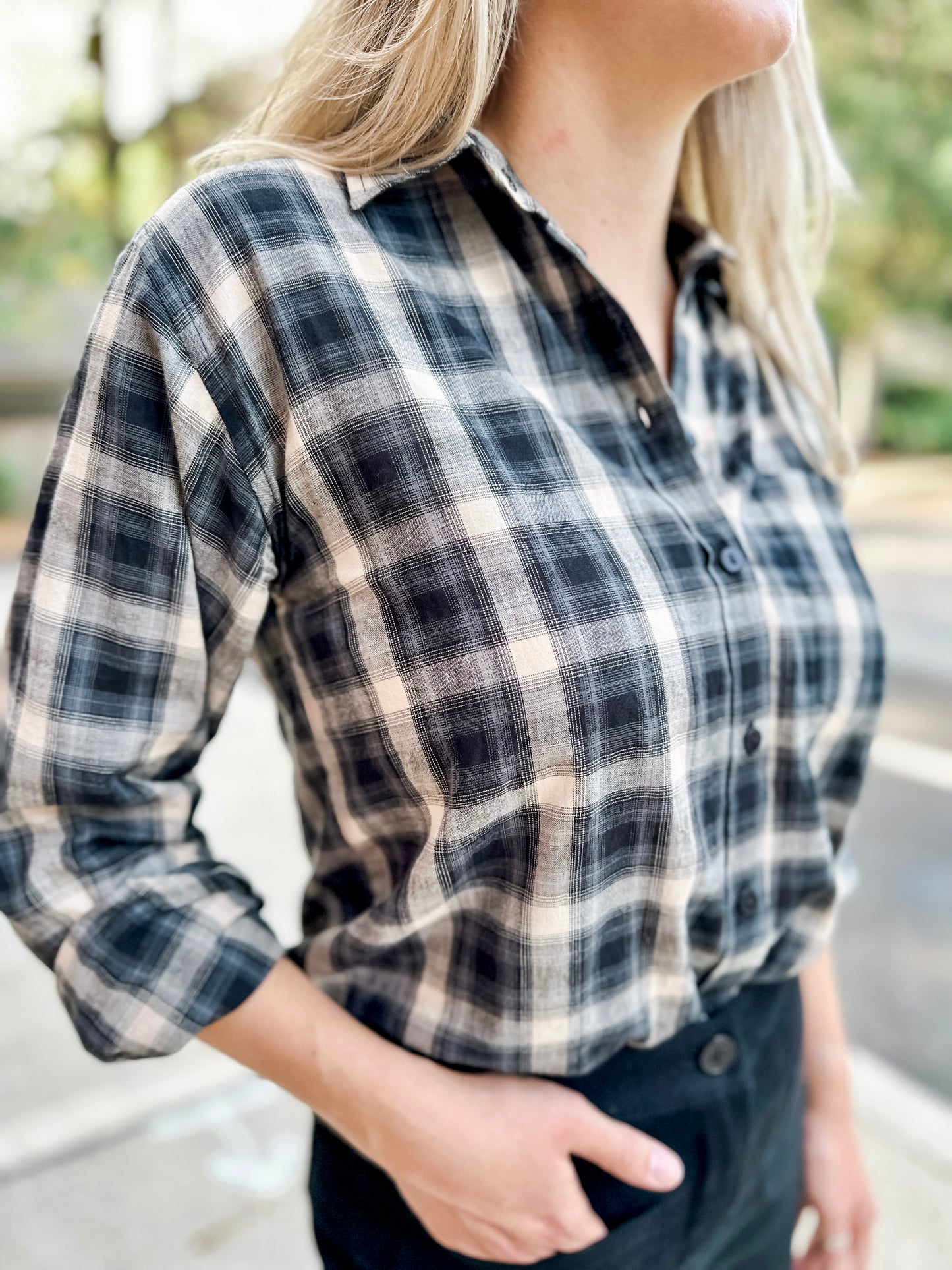 Plaid Button-Up Shirt