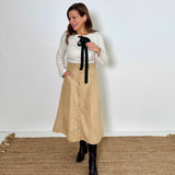 A-Line Button Front Skirt
