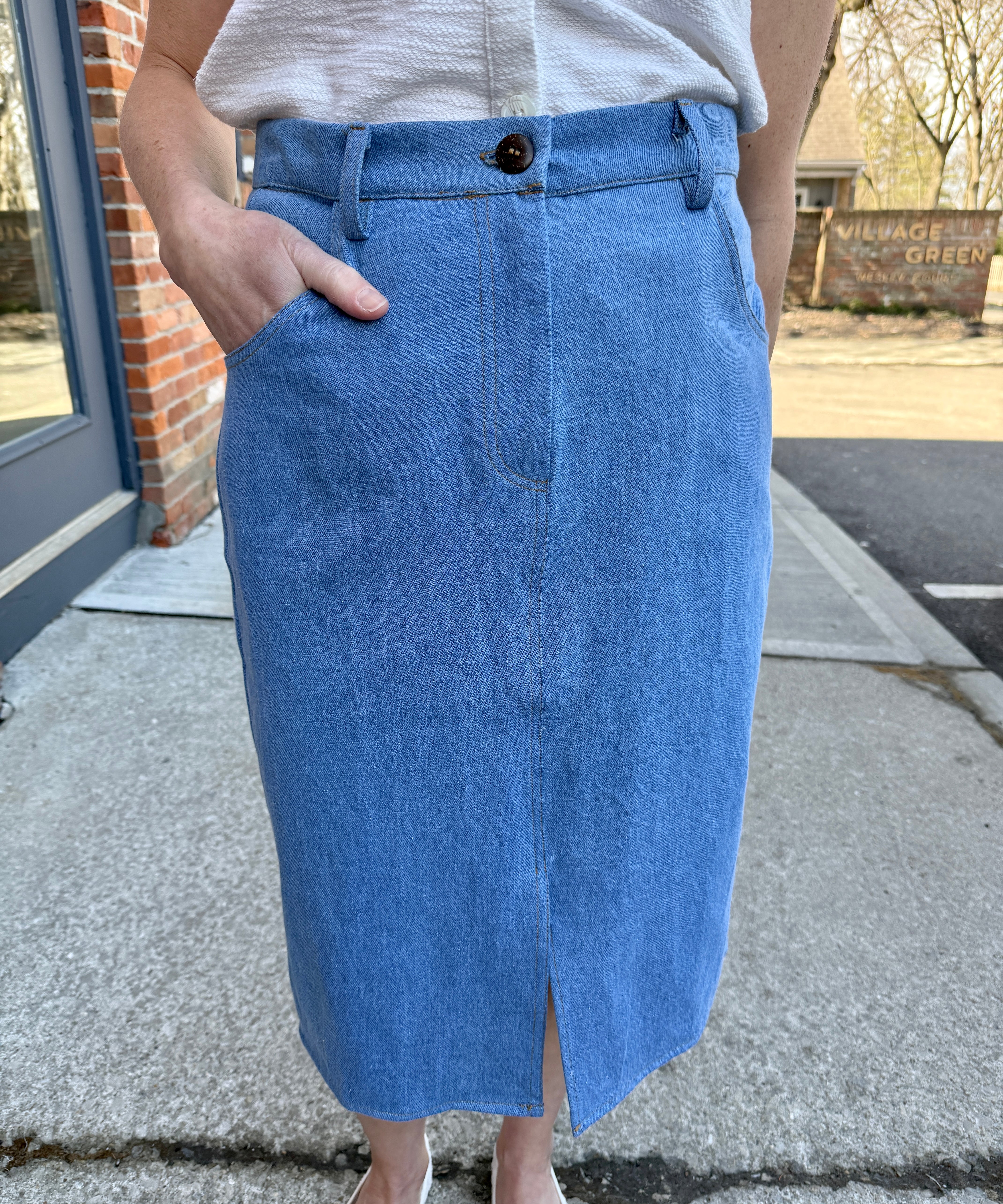 Denim Mid-Length Skirt
