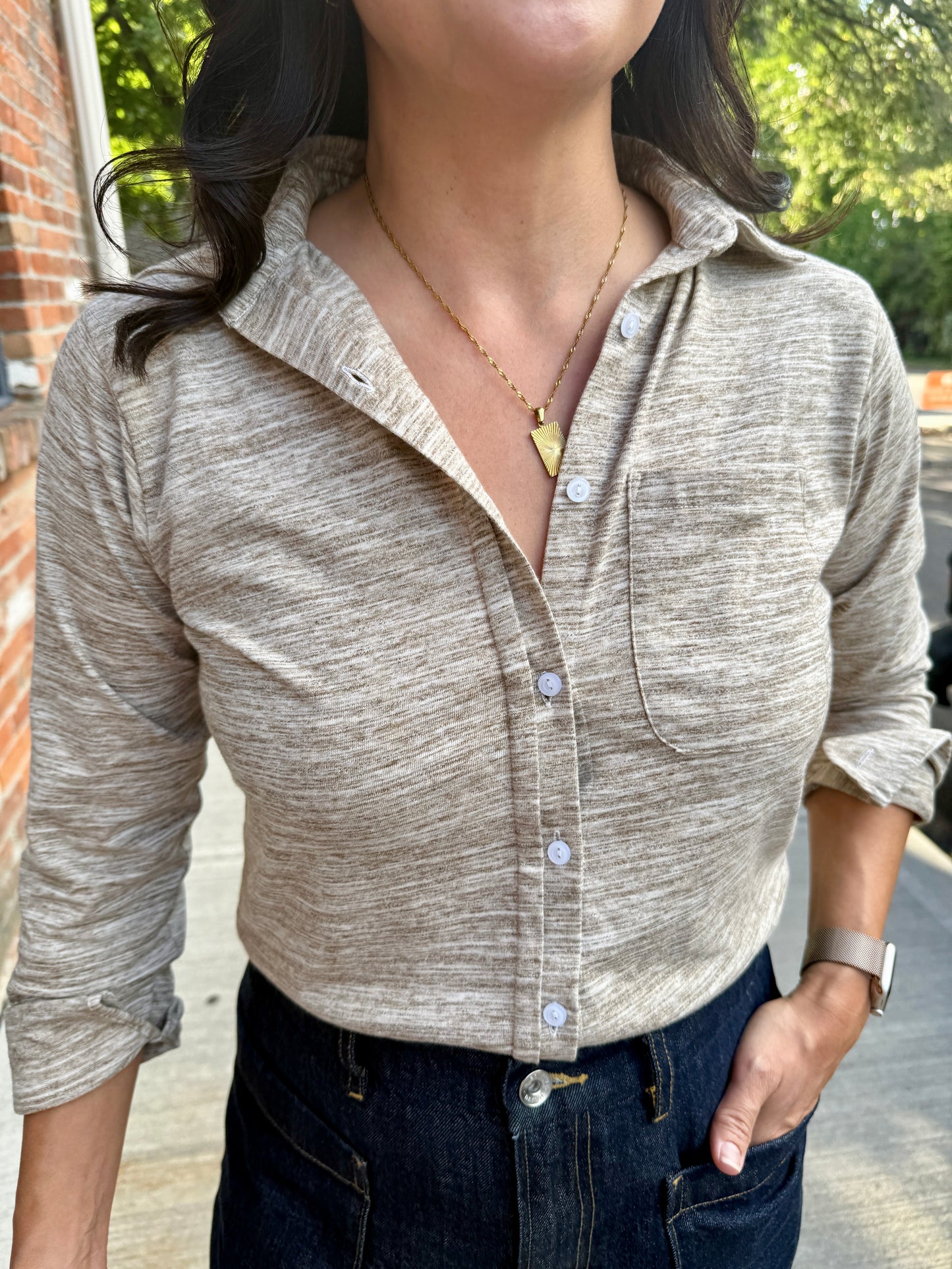 Rowan Classic Fit Button-Up Shirt -oatmeal