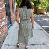 Sleeveless Shirt Dress with Tie