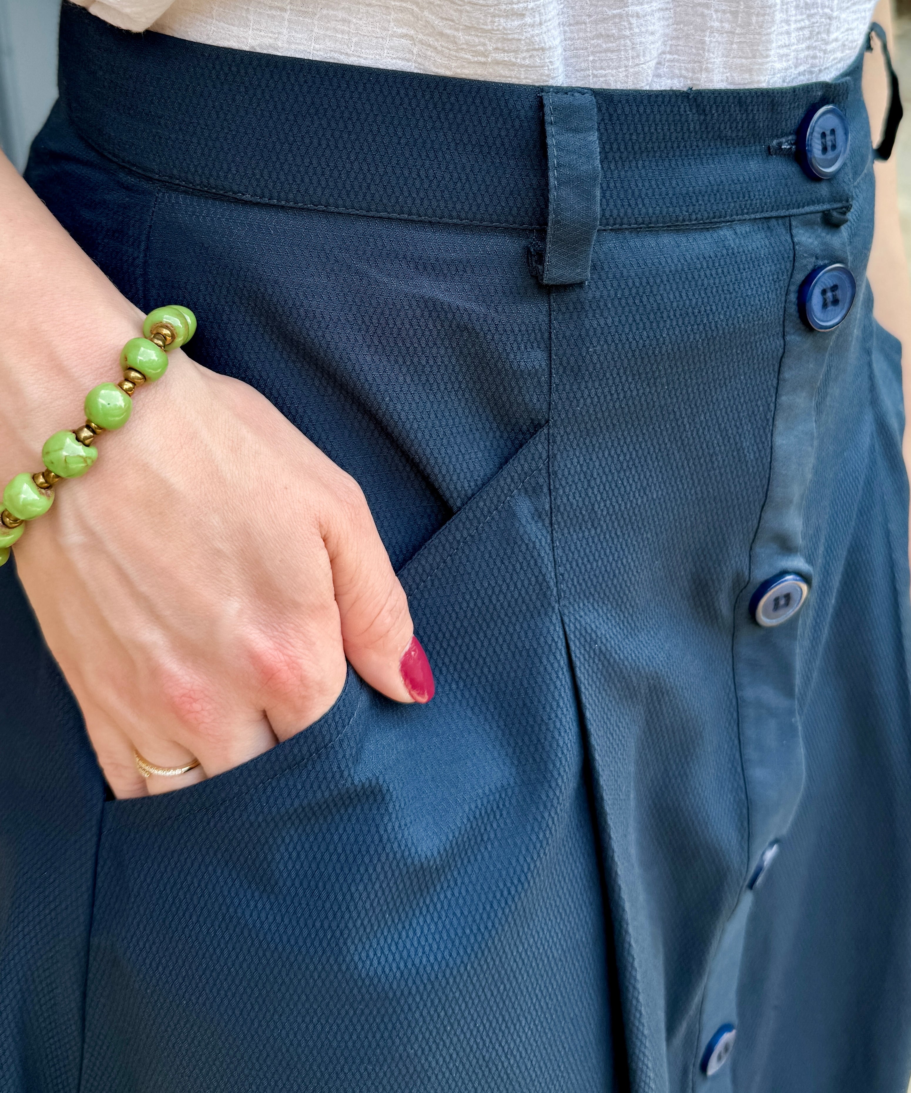 A-Line Button Front Skirt