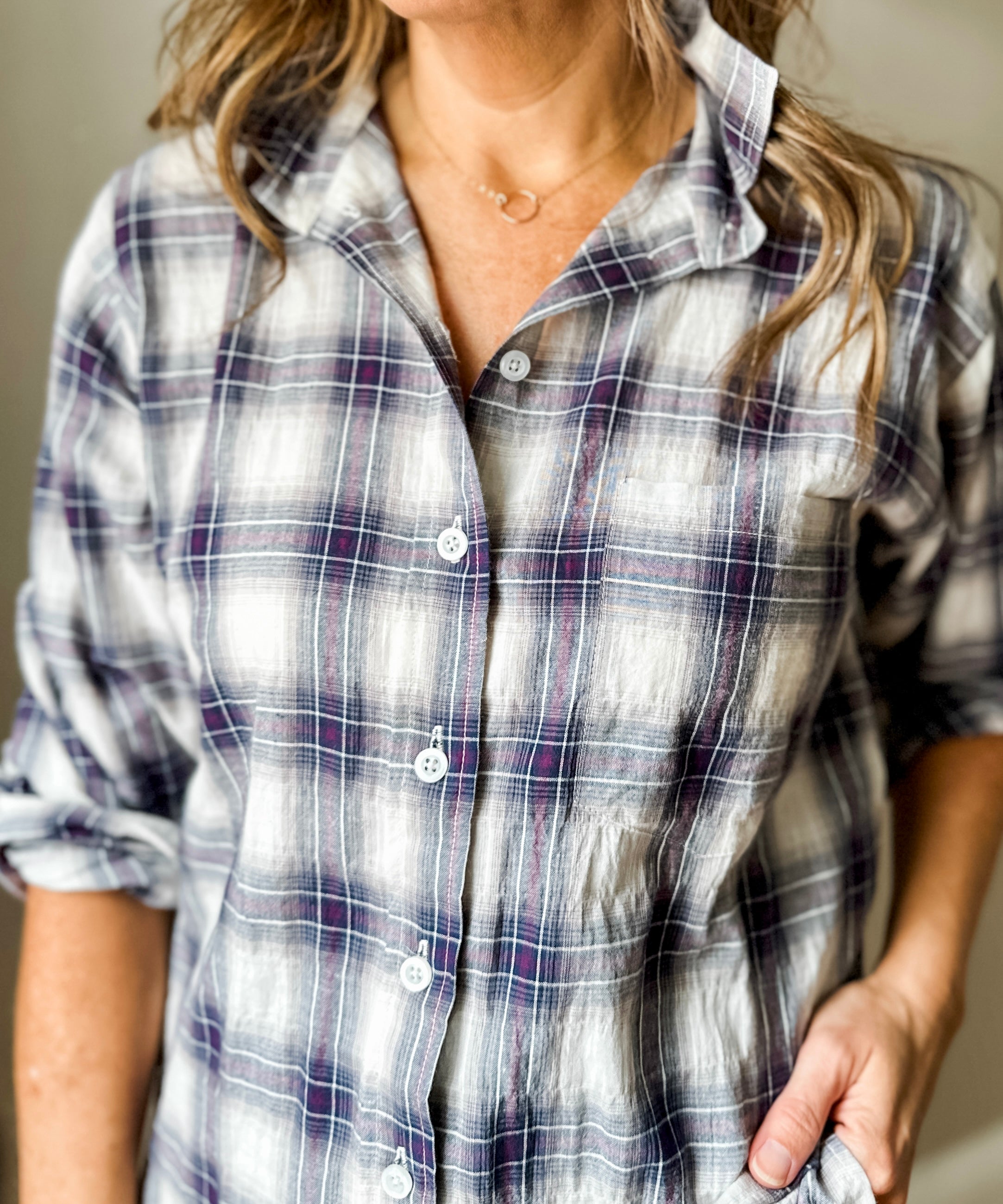 Plaid Button-Up Shirt