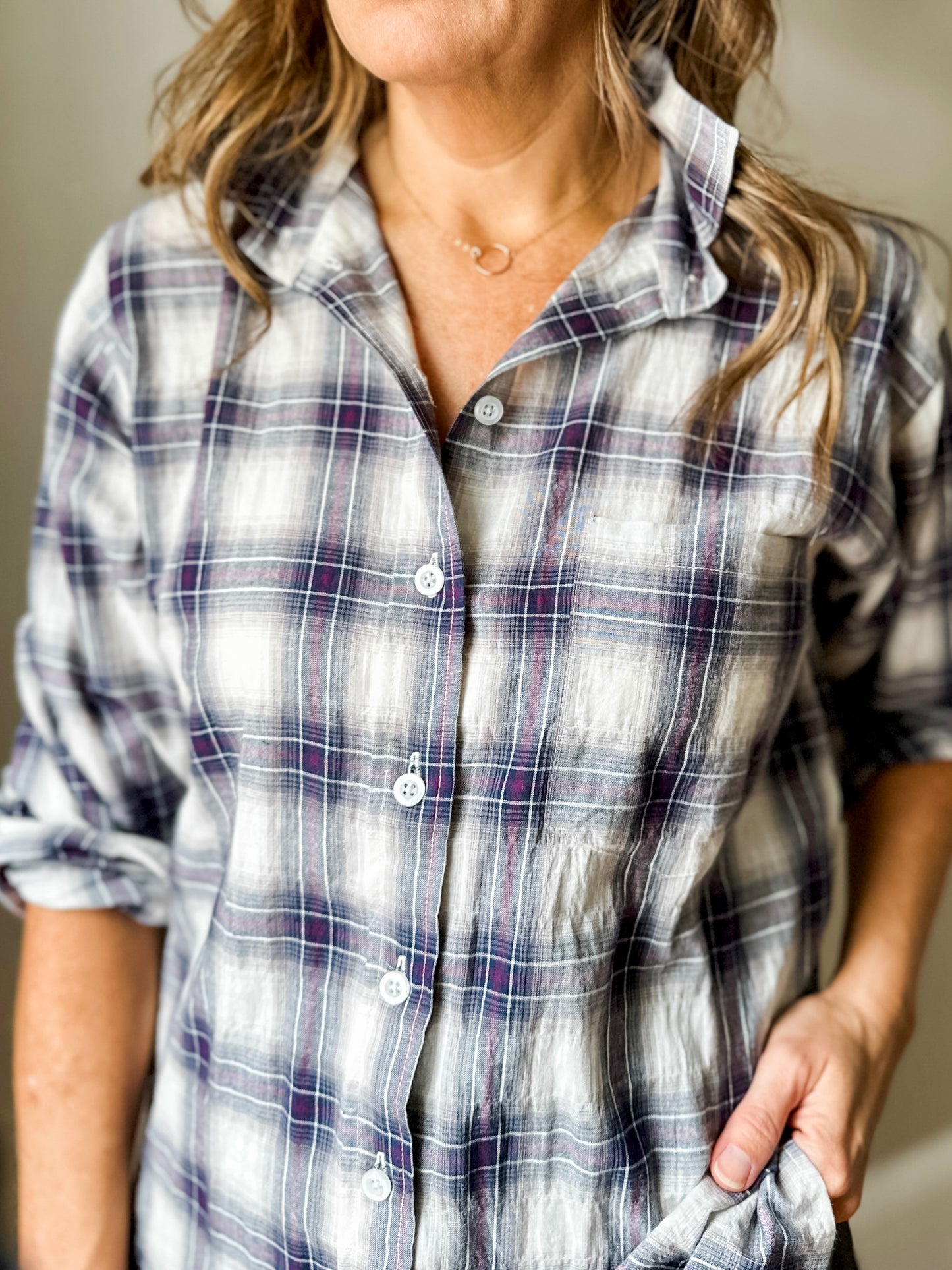 Plaid Button-Up Shirt