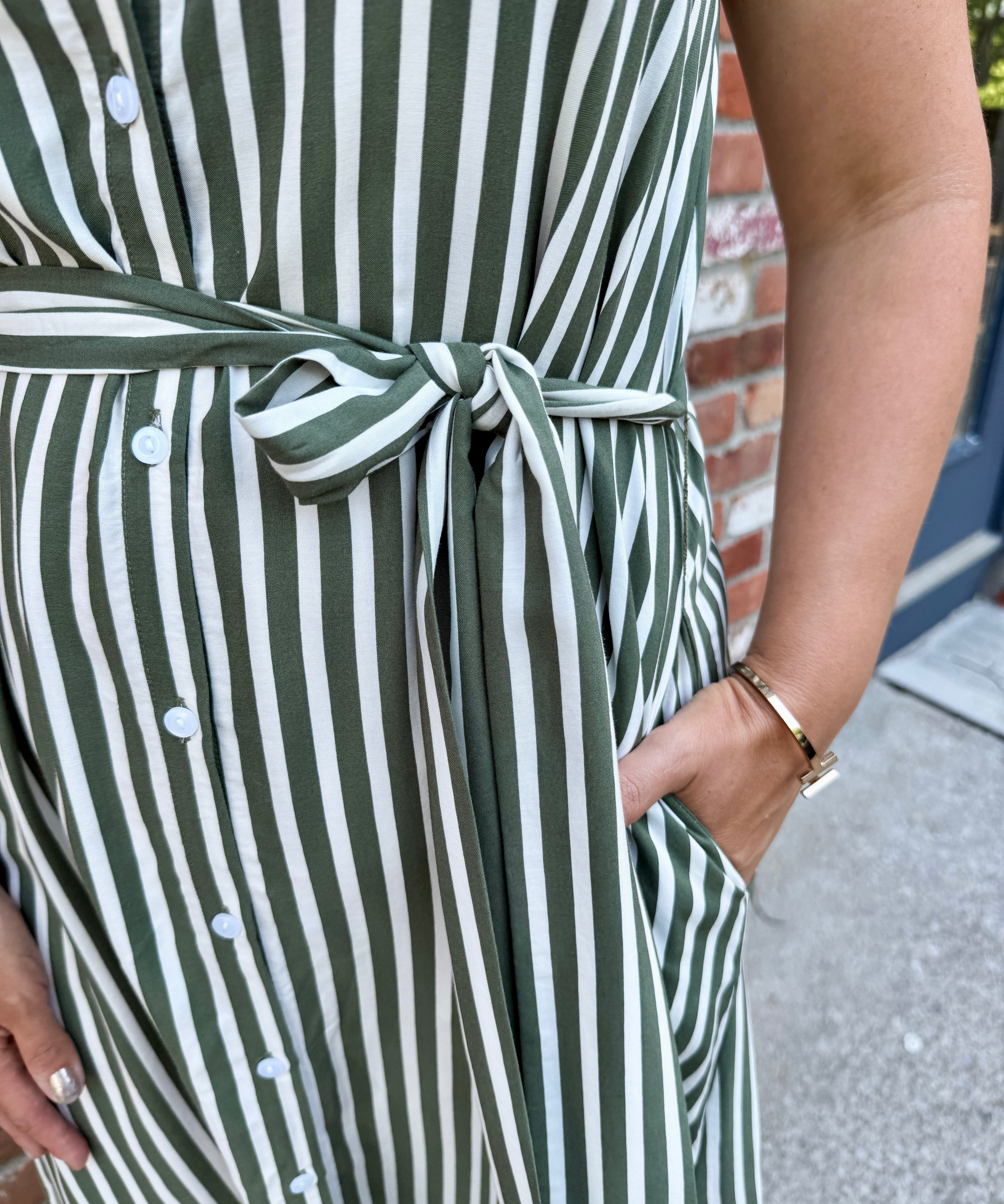 Sleeveless Shirt Dress with Tie
