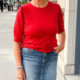 elbow sleeve jersey top