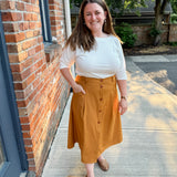 A-Line Button Front Skirt