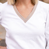 Contrasting V- Neck Top