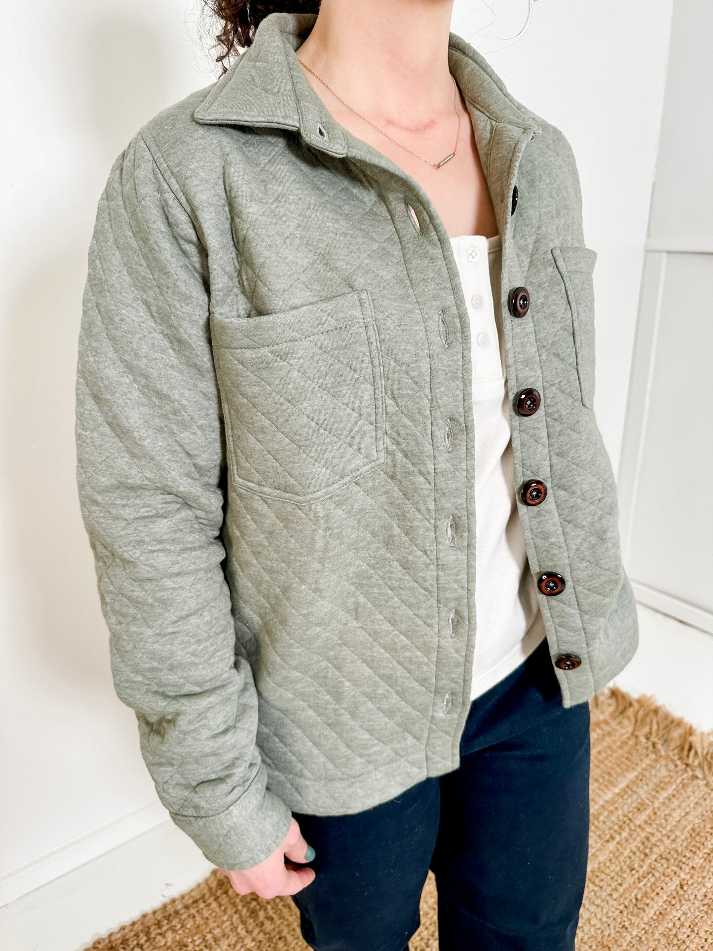 Quilted Button-Front Jacket