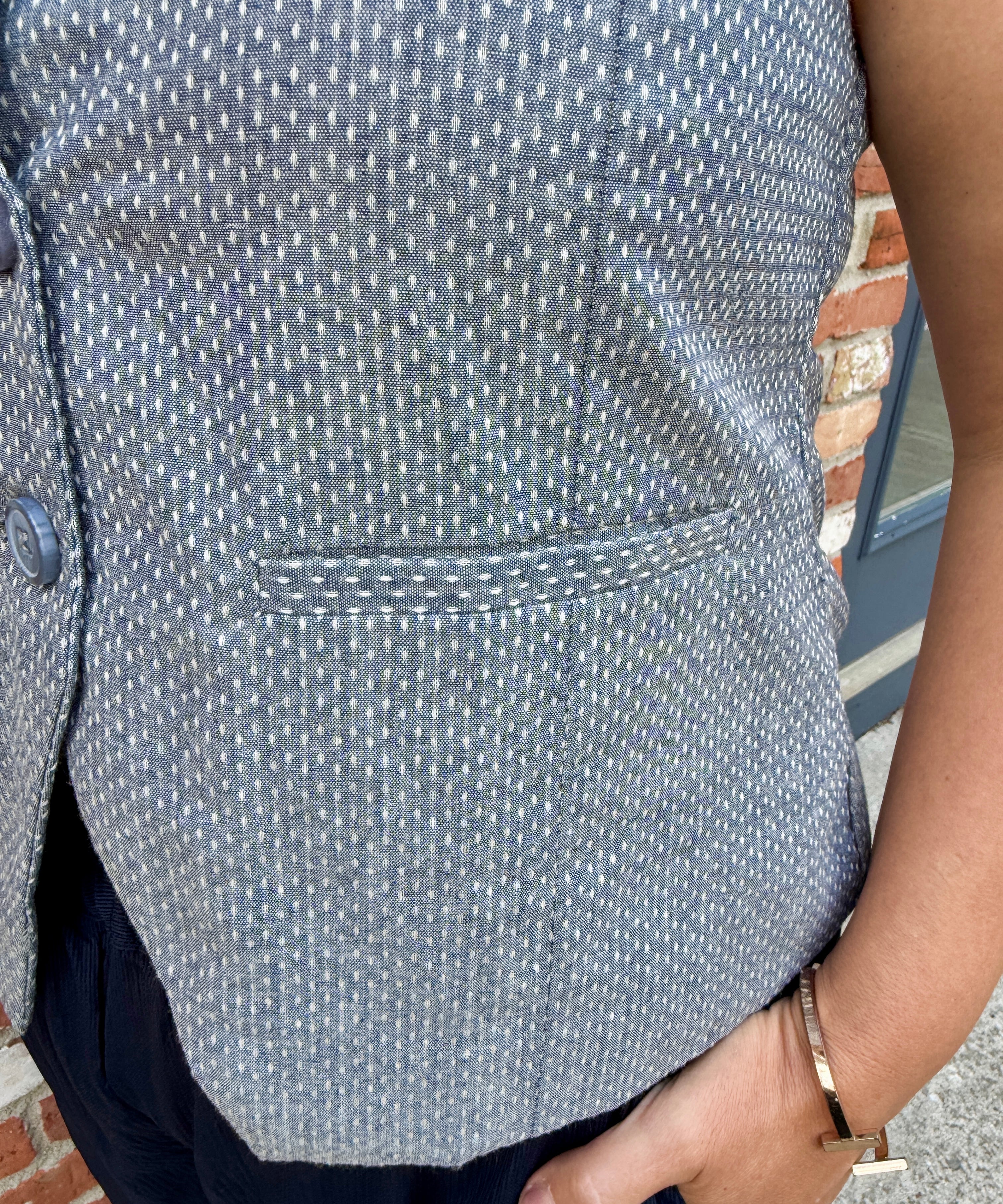 Chambray Button-Front Vest