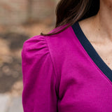 Contrasting V- Neck Top