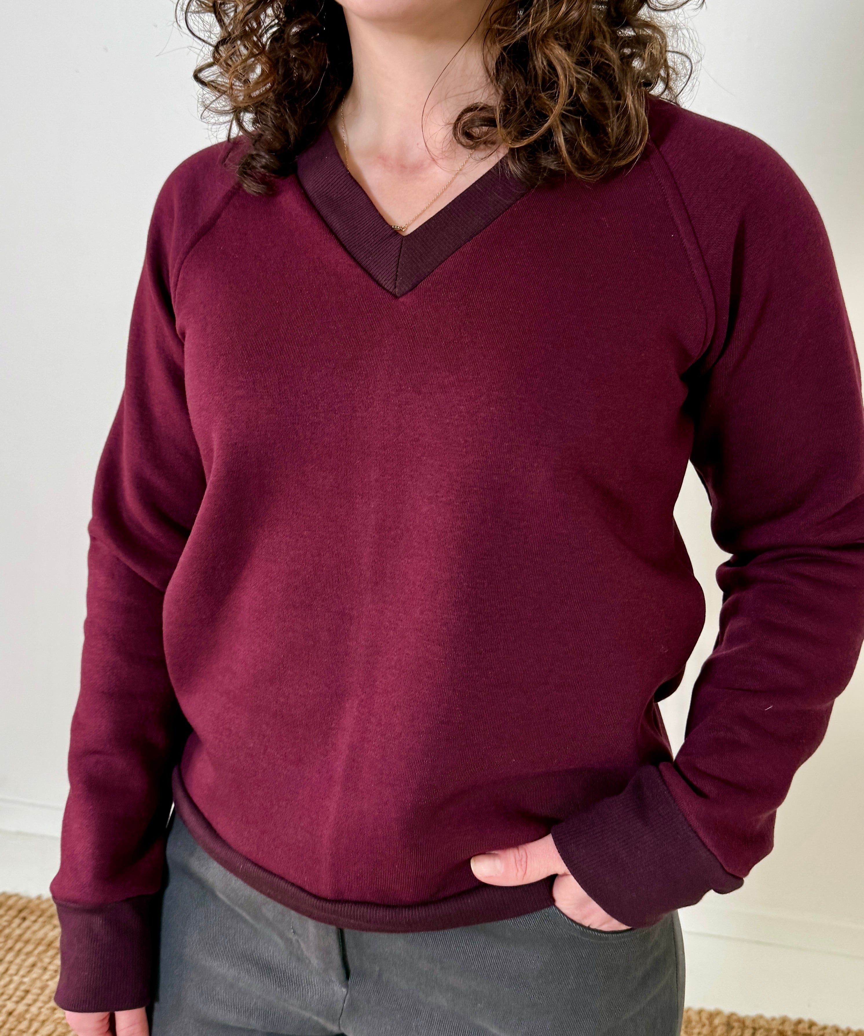 V-Neck Fleece Top