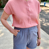 Crinkle Cotton Gauze Pull-On Short