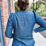 Pull-Over Blouse with Pleated Crew Neckline