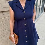 Button Front Dress with Lapel