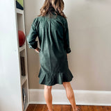 Linen Shirt Dress with Bottom Ruffle