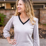 Contrasting V- Neck Top