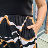 Spaghetti Strap Mixed Media Dress