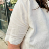 Open Collar V-Neck Button-up Blouse