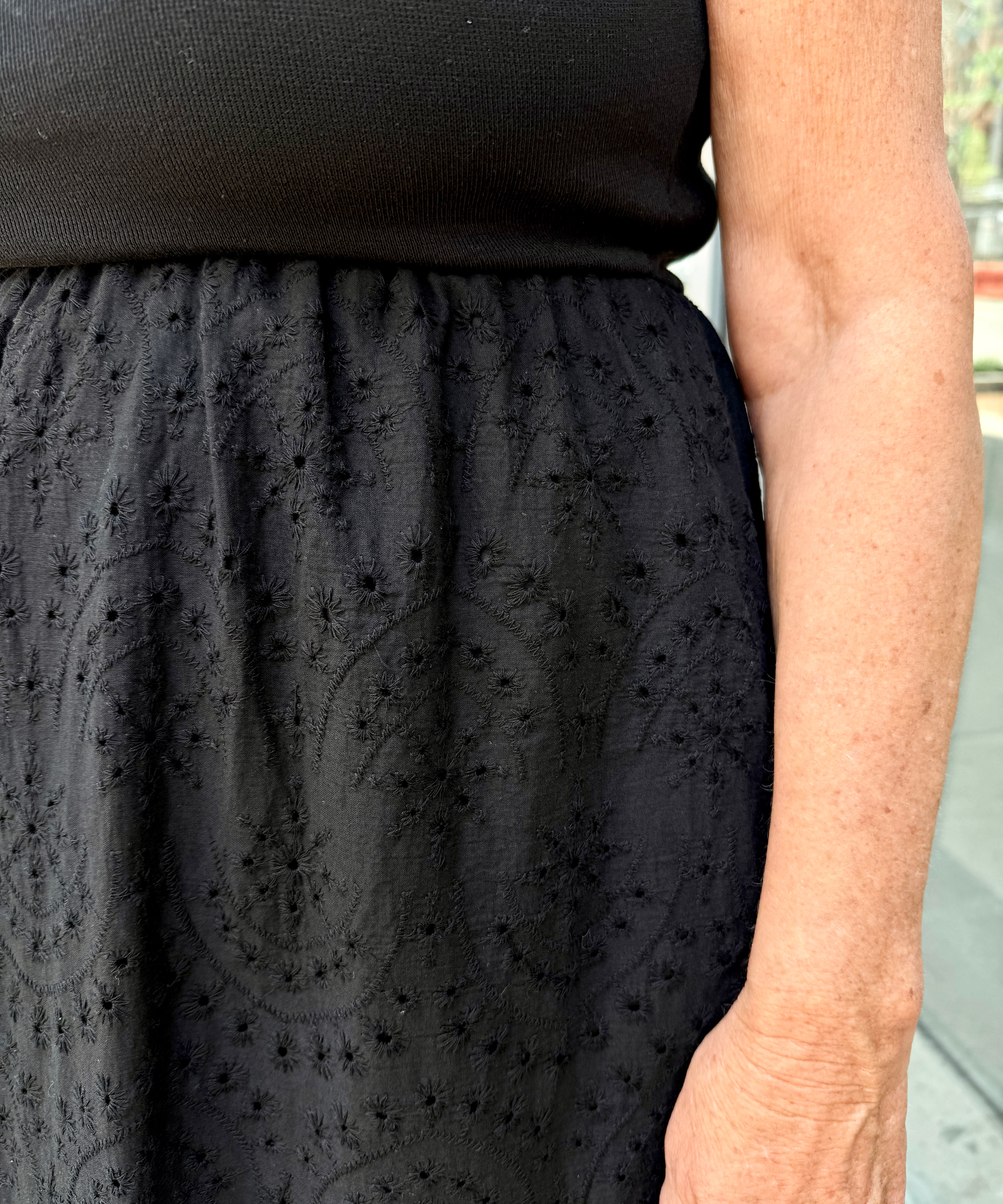 Mixed Media Eyelet Tank Dress