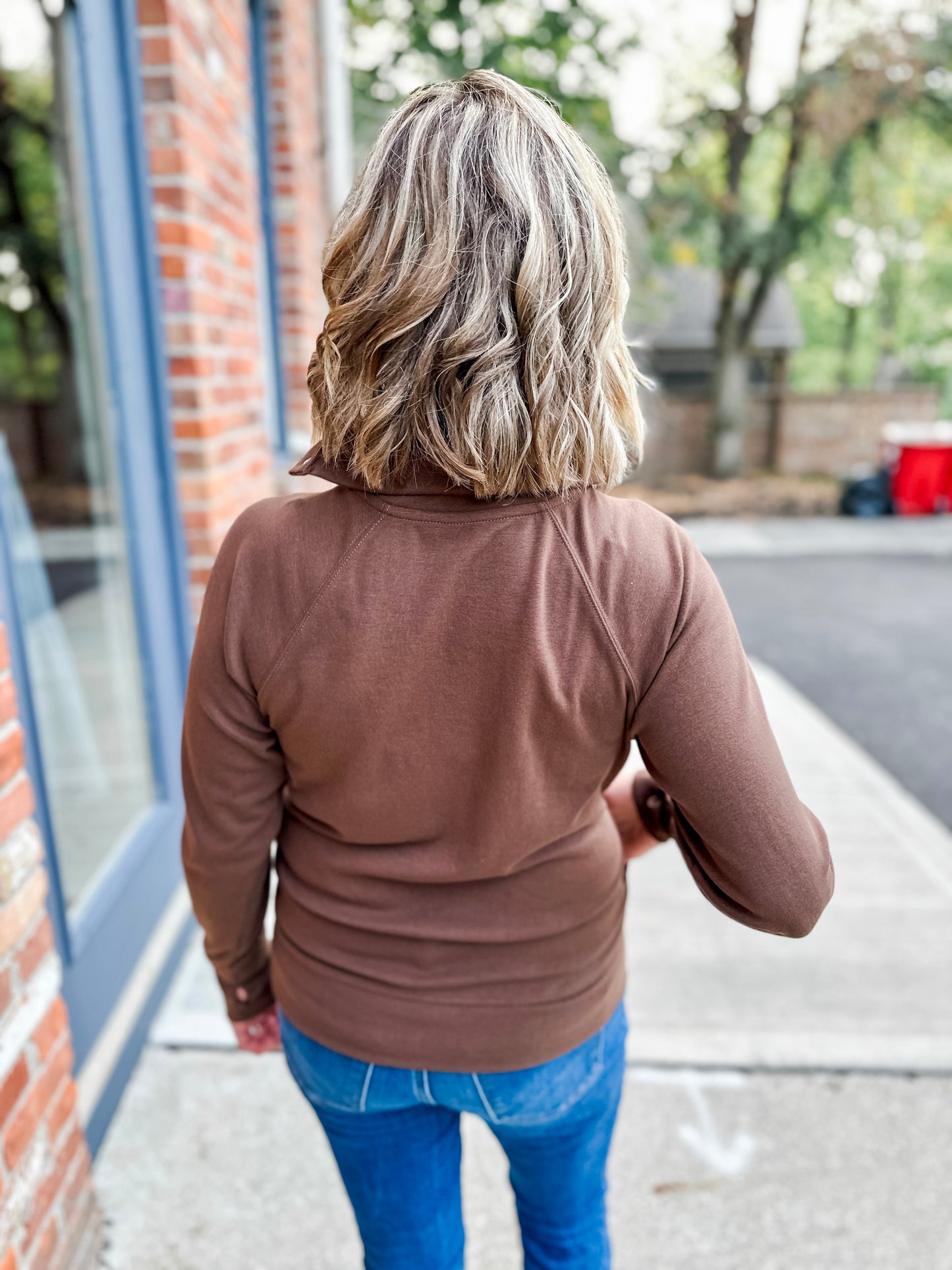 Fold Over Snap Mock Neck