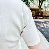 Ribbed Henley Polo Top