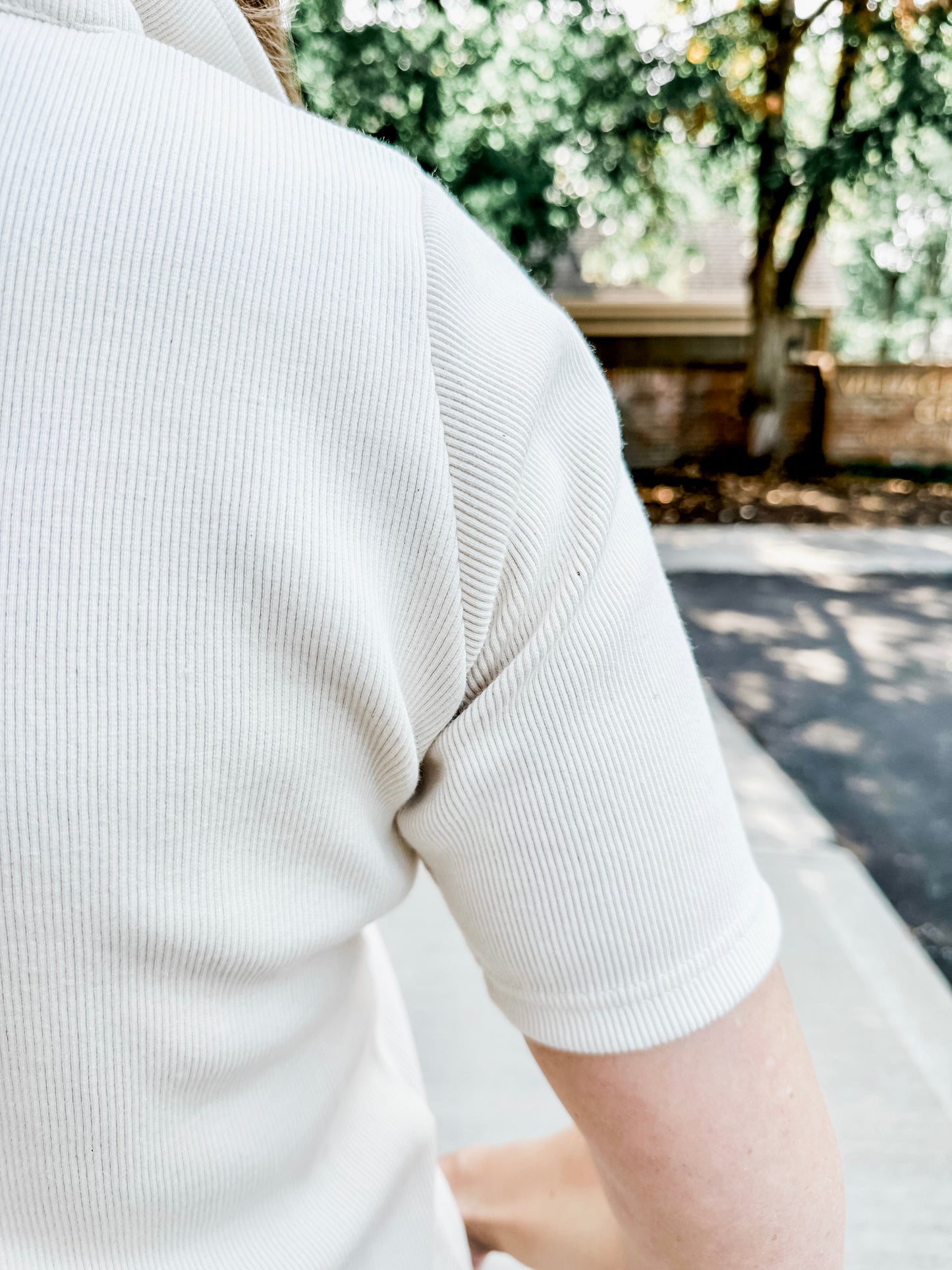 Ribbed Henley Polo Top