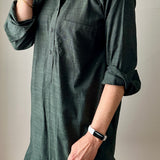 Linen Shirt Dress with Bottom Ruffle