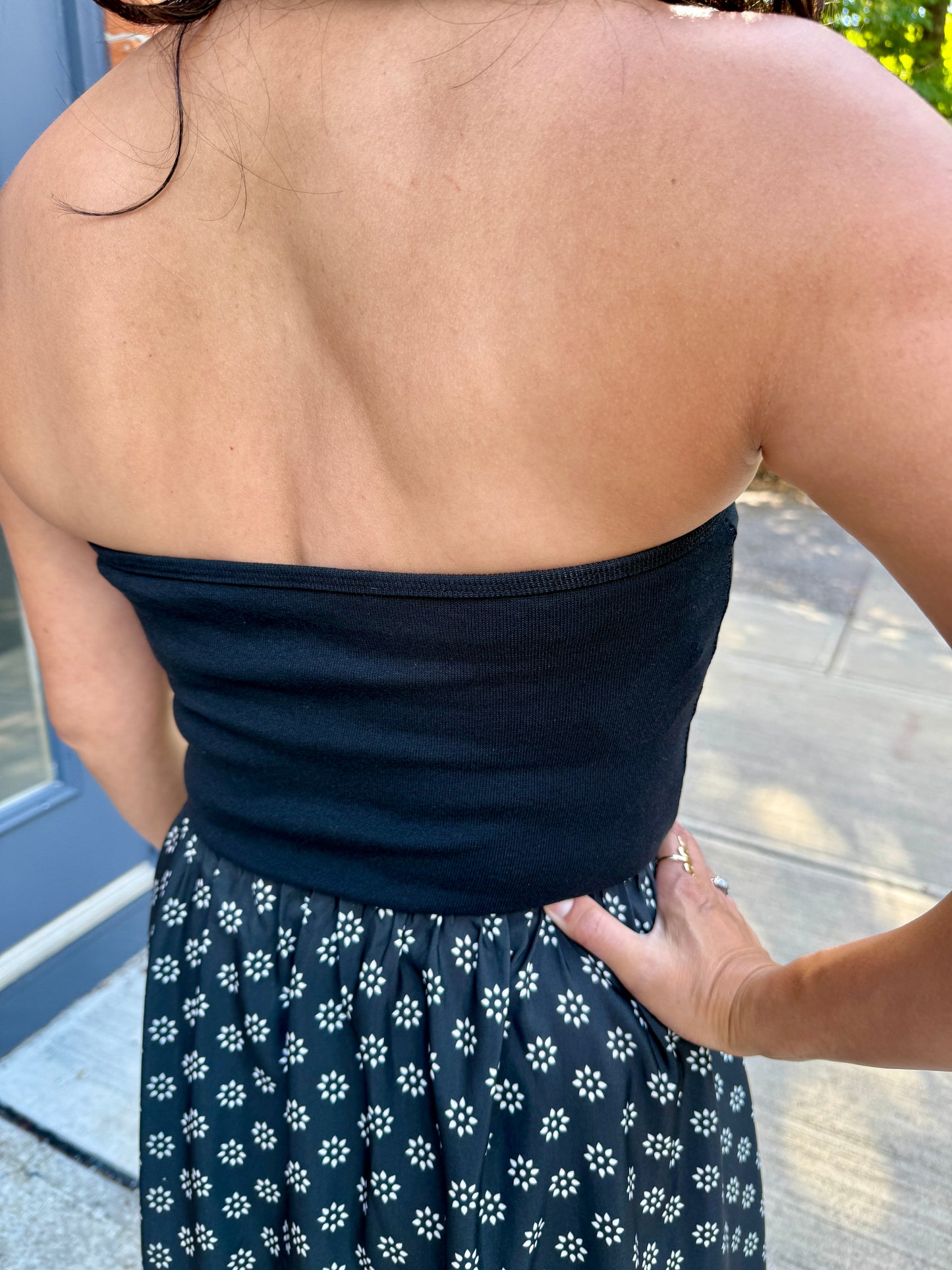 Mixed Media Strapless Dress