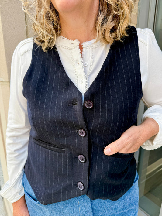 Button-Front Vest (pinstripe)