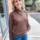 Fold Over Snap Mock Neck