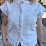 Sleeveless Cotton-Blend Cardigan Sweater