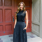 Sleeveless Ruffle Button-Up Shirt