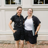 Short Sleeve Button Up Shirt & Polka Dot Shorts