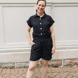 Short Sleeve Button Up Shirt & Polka Dot Shorts