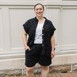 Short Sleeve Button Up Shirt & Polka Dot Shorts