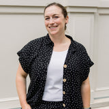 Short Sleeve Button Up Shirt & Polka Dot Shorts