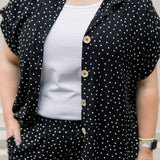 Short Sleeve Button Up Shirt & Polka Dot Shorts